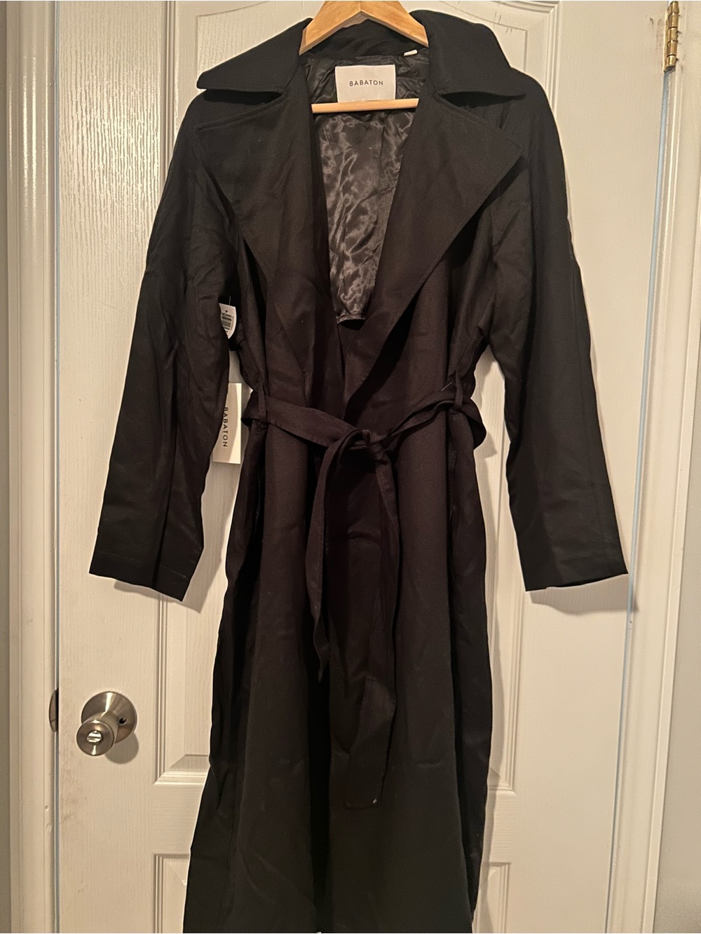 Babaton Black Trench Coat with Tie Waist